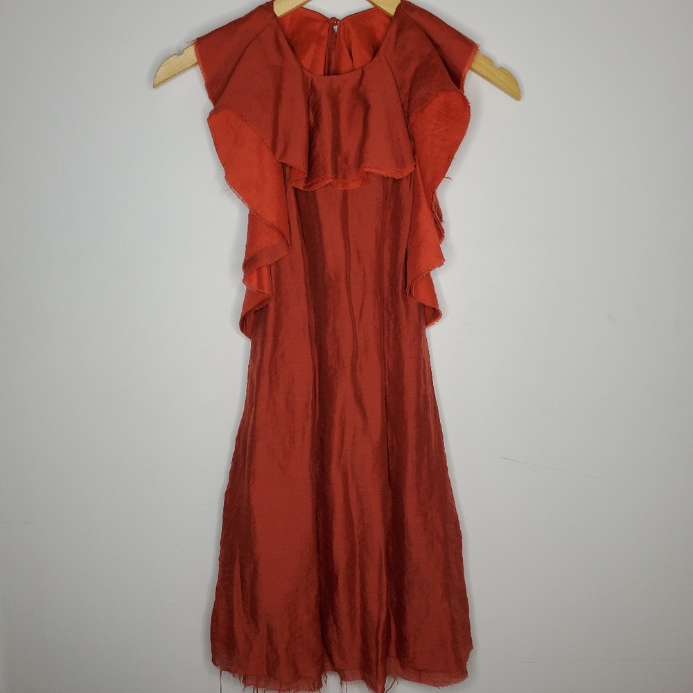 H&M CONCIOUS EXCLUSIVE rust mini dress w/ pockets